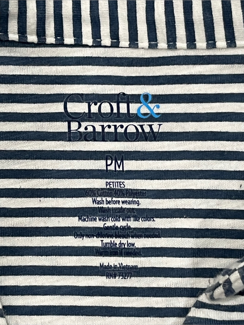 croft & barrow Navy and White Striped Button-Down Shirt MP - Picture 5 of 6